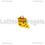 Ciondolo Calza della Befana in Acciaio Inox dorato smaltato 14x10.5mm