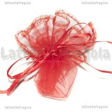 10 Tulle Portaconfetti in Organza Rosso con tirante 