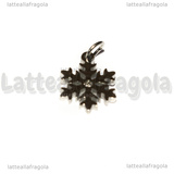 Ciondolo Fiocco di Neve con strass in Acciaio Inox 13.5x10.5mm