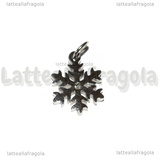 Ciondolo Fiocco di Neve con strass in Acciaio Inox 13.5x10.5mm