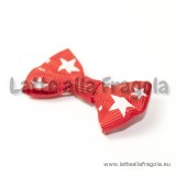 Fiocco Rosso e stelle bianche in poliestere 35x24mm