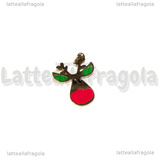 Ciondolo Rudolf in Acciaio Inox dorato smaltato 13.5x11mm