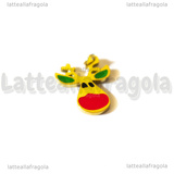 Ciondolo Rudolf in Acciaio Inox dorato smaltato 13.5x11mm
