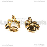 Ciondolo Campana con Fiocco in metallo dorato smaltato 20x16mm