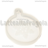 Stampo in silicone Ciondolo Pallina di Natale con Ficco di Neve 64x53x8mm