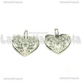 Charm Cuore Filigranato in metallo argentato 16.5x15mm