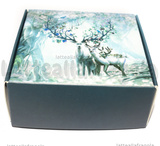Scatola in Cartone Fantasia Cervi in Blu 7.7x7.6x3.1cm
