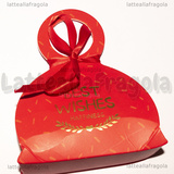 Scatola in Cartone Rosso Best Wishes Happiness 3.5x9.7x13.2cm