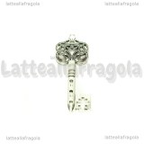 Ciondolo Chiave in metallo argento antico 60x22mm