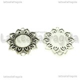 Connettore Fiore Base In metallo Argento Antico per 18mm