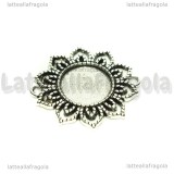 Connettore Fiore Base In metallo Argento Antico per 18mm