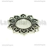 Connettore Fiore Base In metallo Argento Antico per 18mm
