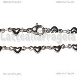 Bracciale Maglia Cuori in Acciaio Inox 21cm