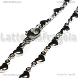 Bracciale Maglia Cuori in Acciaio Inox 21cm