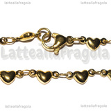 Bracciale Maglia Cuori in Acciaio Inox Dorato 21cm