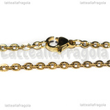 Collana in Acciaio Inox Dorato maglia ovale 3x2.5mm 60cm