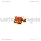 Charm Carrozza di Cenerentola in metallo dorato smaltato arancio 13x12mm
