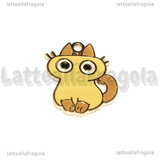 Ciondolo Gatto Siamese in metallo dorato smaltato 25x20mm