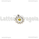 Charm Margherita in Acciaio Inox smaltato 10x9mm