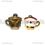 Charm Tazzina in metallo dorato smaltato 15x14mm