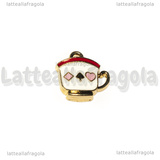 Charm Tazzina in metallo dorato smaltato 15x14mm
