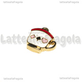 Charm Tazzina in metallo dorato smaltato 15x14mm