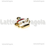 Charm Teiera in metallo dorato smaltato 18x17mm