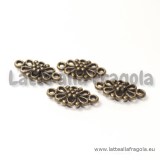 Connettore Double-face Fiore in rilievo in metallo color bronzo 16x8mm