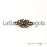 Connettore Double-face Fiore in rilievo in metallo color bronzo 16x8mm