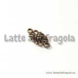 Connettore Double-face Fiore in rilievo in metallo color bronzo 16x8mm