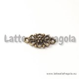 Connettore Double-face Fiore in rilievo in metallo color bronzo 16x8mm