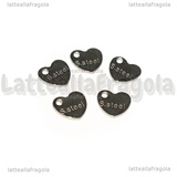 5 Targhette Cuore in Acciaio Inox 6.5x7mm