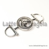 Connettore Cavallo in metallo argento antico 43x17mm