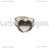 Base Anello in Acciaio Inox regolabile con Base Cuore 12mm