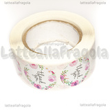 500 Adesivi Tondi Thank You fantasia Fiori 25mm