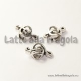 Chiave di Violino  foro largo in metallo argento antico 18x9mm