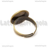 Base anello in metallo color bronzo con base cammeo 16mm