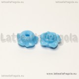 Cabochon Rosa in acrilico azzurro con foro cieco 13mm