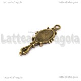 Charm Specchio double-face in metallo color bronzo 27x11mm