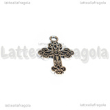 Ciondolo Croce in metallo argento antico 23x16mm
