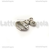 Charm Profumo double-face in metallo argento antico 18x15mm