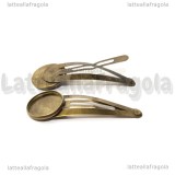 Fermaglio per capelli in metallo color bronzo con base cammeo 16mm