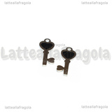 Charm Chiave con Cuore in Acciaio Inox smaltato nero 16x6mm
