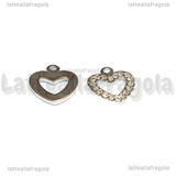 Ciondolo Cuore in Acciaio Inox con pavè di strass cristal 15x14mm