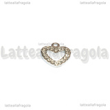 Ciondolo Cuore in Acciaio Inox con pavè di strass cristal 15x14mm