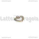 Ciondolo Cuore in Acciaio Inox con pavè di strass cristal 15x14mm