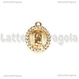 Ciondolo Medaglietta Madonna con Strass in metallo Gold Plated 22x15mm