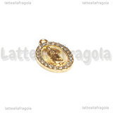 Ciondolo Medaglietta Madonna con Strass in metallo Gold Plated 22x15mm