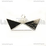 Ciondolo Barchetta Origami in metallo silver plated 31x18mm