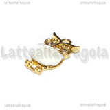 Charm Gufo in metallo dorato smaltato con strass 17x10mm